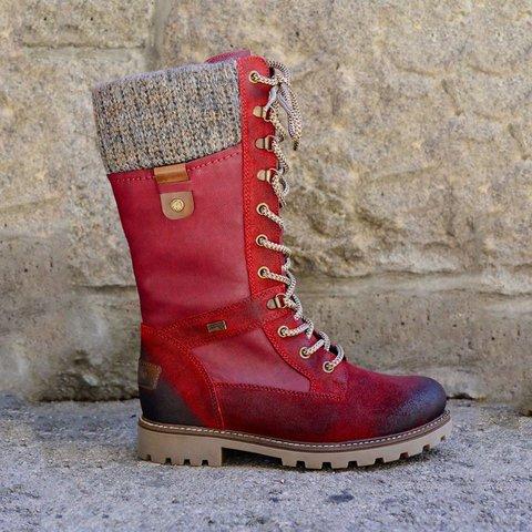 Bernadette - Bottes Mi-Mollet en Laine à Lacets avec Fermeture Éclair Latérale (Vente en Déstockage 2024)